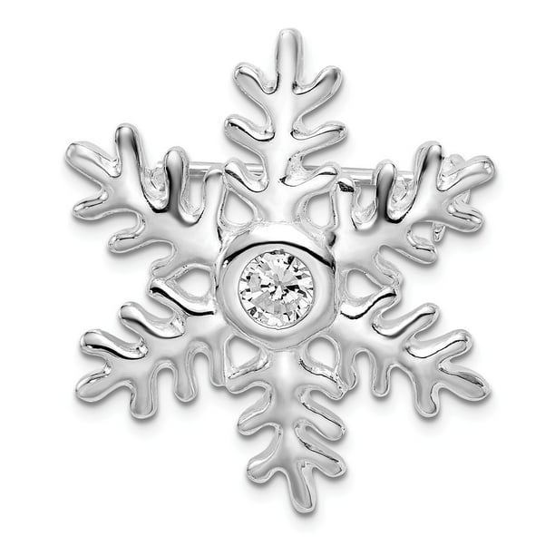 Sterling Silver Rhodium Plated Synthetic CZ Snowflake Pendant & Pin Sterling Silver Rhodium Plated Synthetic CZ Snowflake Pendant & Pin